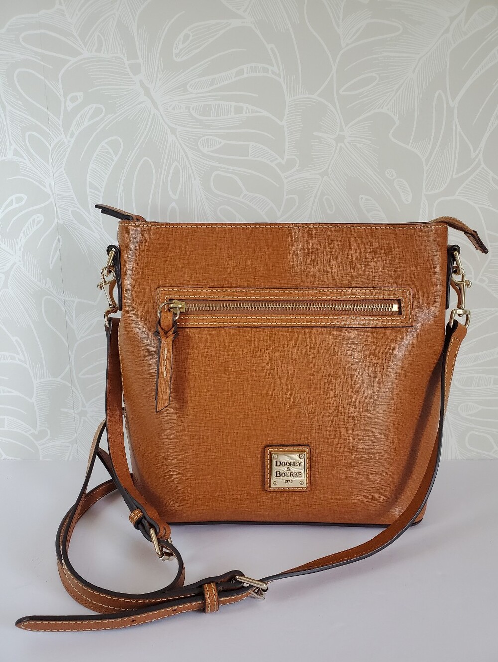 Dooney & Bourke Saffiano Zip Crossbody Convertible Handbag, Caramel Brown